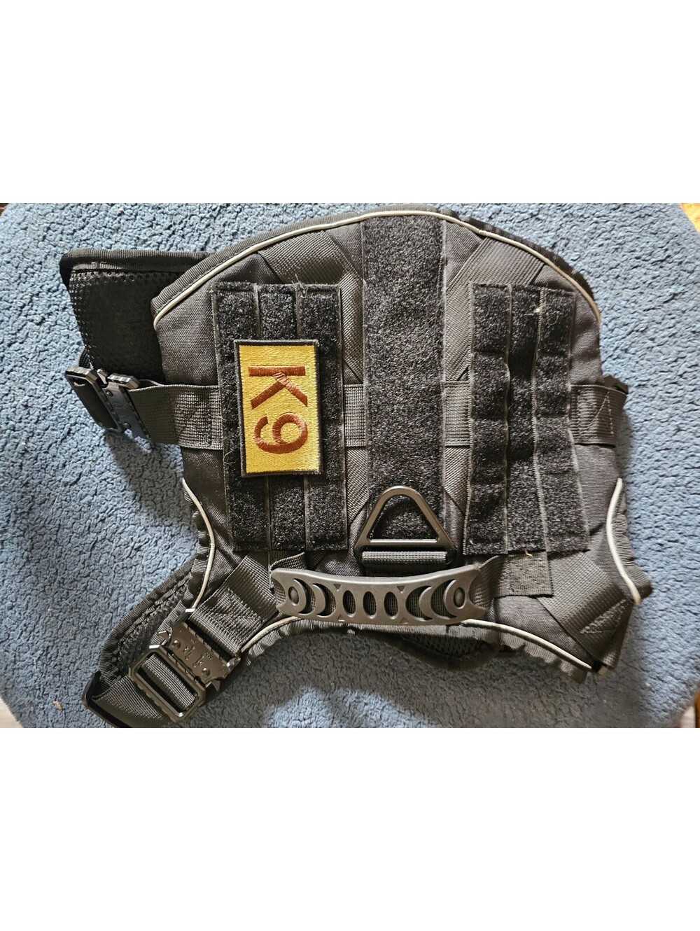 Black K9 Tactical Dog Harness with Handle and Velcro Patch